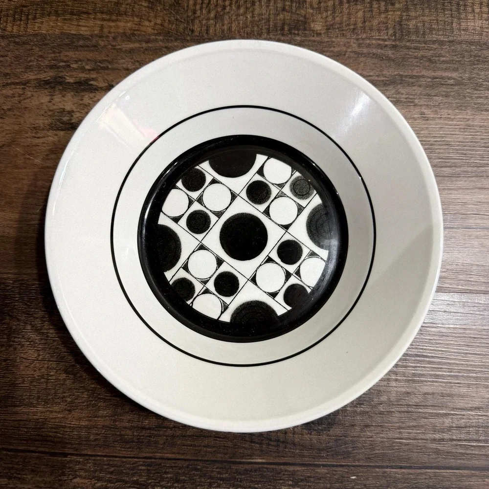 4 VTG 70s Mikasa Avant Garde A507 Soup Cereal Bowls 7.5 Inch Black White MCM